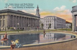 Denver Colorado CO Publc Library Civic Center Voorhees Pool Postcard D15 - £2.30 GBP