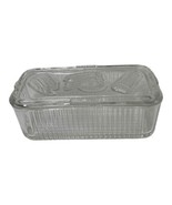 Vintage Federal Glass Ribbed Refrigerator Clear Dish with Lid Vegetable ... - $37.20 CAD