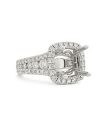 Cushion Halo Wide Band Diamond Engagement Ring Setting Mounting 18K Whit... - £3,141.49 GBP