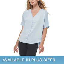 DKNY Jeans Ladies&#39; Size Medium Short Sleeve V-Neck Top, Blue - $21.99