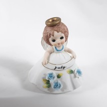 July Angel Figurine Vintage White Blue Ceramic - £20.23 GBP