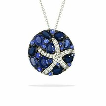 4.50Ct Simulated Sapphires Diamond Starfish Pendant 14K White Gold Plated Silver - £114.47 GBP