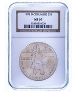 1992-D Columbus Commemorative Silver $1 Graded by NGC as MS-69 - £44.90 GBP