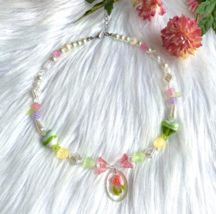 Homemade colorful butterfly beads drop glue flower pendant necklace - $25.00