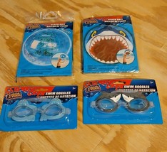 Splash N Swim 4 Pc Swim Pool Boys Shark Goggles, Beach Ball, Blue Goggle... - £7.93 GBP