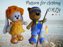 Summer Teddy bear and Bunny clothes * Pdf pattern * Outfit toy doll Amig... - $76.14 MXN