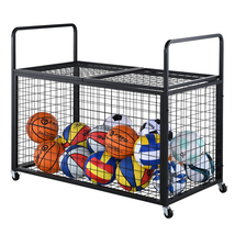 VEVOR Rolling Sports Ball Storage Cart, Lockable Basketball Cage, Double... - $103.99
