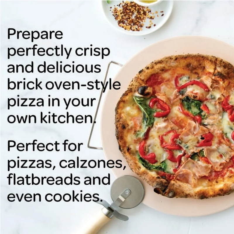 2-Piece Pizza Bakeware Set with 13" Ceramic Pizza Stone and Steel Wire Holder Item image 2