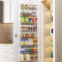 Delamu Adjustable Cabinet Door Organizer, 8-Tier Hanging Spice Rack, White - $46.98