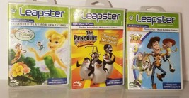 Leapster Lot of 3 Penguins Toy Story Tinkerbell works w/Leapster/ Leapster2 k-1  - $24.74