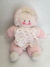 Bantam Doll Soft Plush Stuffed Toy Seersucker Stripes Pink White Flower ... - $29.58