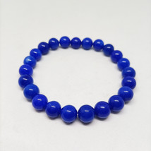 Blue Jade Gemstone Bracelet Stretchy Bracelet Meditation Friendship Bracelet - £9.43 GBP