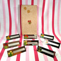 Charming Vintage 8pc Mirrored &amp; Floral Name Place Cards Table Setting Re-Usable  - £14.38 GBP