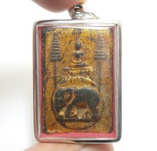 Phra Somdej Sit On King&#39;s Elephant Bless 1967 Buddha Wat Rakang Thai Real Amulet - £79.30 GBP