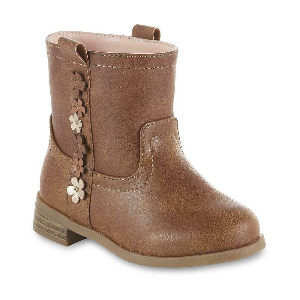 Toddler Girls Cowboy Ankle Boots Western with Flowers Size 10 11 or 12 - $14.99