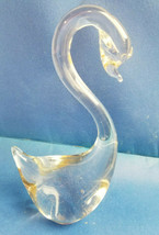  Crystal Clear Art Glass Swan Duck Bird Figurine Sun-Catcher 7&quot; Tall  - $24.96