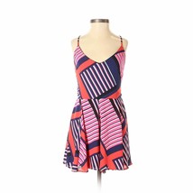 EXPRESS Women Pink Blue Red Sleeveless Adjustable Geometric Short Romper Size 2 - £15.18 GBP