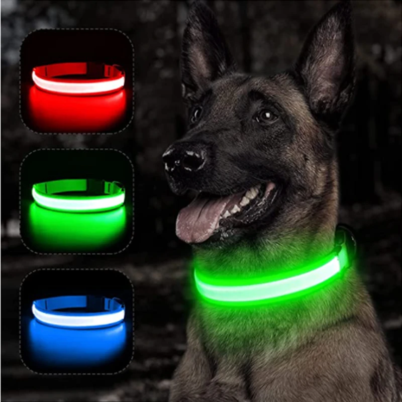House Home LED Glowing Dog Collar Adjustable Flashing Rechargea Luminous Collar  - £19.69 GBP