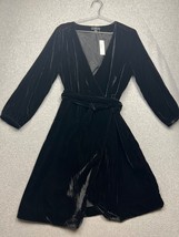 J. Crew Black Velour Velvet Wrap Dress Womens Size 10 Holiday Event Minimal Chic - £44.01 GBP