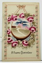 Beautiful Diecut Embossed Fold Out Strung Birthday Greeting Postcard I4 - £5.49 GBP