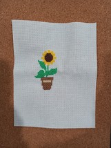 Completed Sunflower Flower Pot Finished Cross Stitch Diy - $5.99