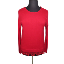 Lane Bryant Red Lace Trimmed Long Sleeve Lightweight Sweater Plus Size 14-16 - $14.99