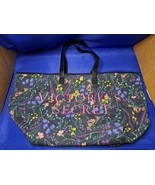 Victoria’s Secret Weekender Tote Bag Black Floral Full Zip Logo Handles - $38.72 CAD