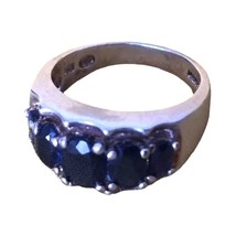 Women&#39;s Ring Antique Natural Dark Blue Oval Cut Sapphire Sterling Silver 925 Sz7 - £197.73 GBP