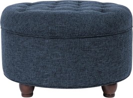 Homepop Home Decor | Large Button Tufted Woven Round Storage Ottoman For... - $1,829.52 MXN