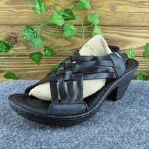 Born  Women Strappy Sandal Shoes Black Leather Size 7 Medium - £19.78 GBP