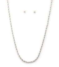 New Silver Color Rope Link Metal Necklace &amp; Earring Set - £11.53 GBP