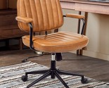 Artsy Mid Century Office Chair Leather Desk Chair Green Office Desk Chai... - $232.99