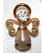Vintage Gold Toned Faux Pearl/Diamond ANGEL Design Religious Christian L... - $12.14 CAD