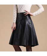 Stylish Flare Fashion Women Skirt Black Handmade Leather Genuine Lambski... - €102,07 EUR+