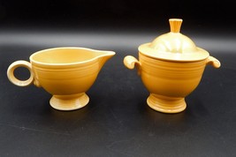 Fiesta Fiestaware Vintage Yellow Cream And Sugar Bowl Set HLC WV USA - $32.99