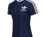 adidas 3 Stripe Tee Women&#39;s Originals Tee Casual Top Blue Asia-Fit NWT I... - £51.66 GBP