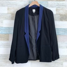 LC Lauren Conrad Crepe Open Blazer Jacket Black Blue Colorblock Lined Wo... - £15.67 GBP