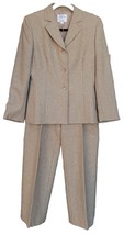 Collections By Le Suit Set Blazer &amp; Pants Sz 10 Brown Vintage - £29.55 GBP