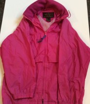 EDDIE BAUER Vintage Nylon Vintage Pink Zip With Hood Women&#39;s Rain Jacket S/P - £8.85 GBP