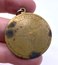 Nursing The Noblest Profession Medallion Gold Tone Metal Antique Vintage... - $49.83