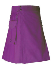 Purple Detachable Pockets Utility Kilt - $651.32 MXN