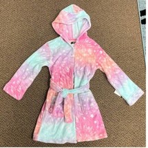 Girls Winter Bath Robe Pink Multi Cuddl Duds Fleece Long Sleeve-sz 6/6X - £18.35 GBP