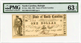 1861 $1 Raleigh, NC PMG Choice UNC 63 EPQ - £142.03 GBP