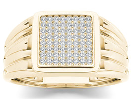 10K Yellow Gold 0.20Ct Diamond Men&#39;s Cluster Wedding Band Ring - £351.70 GBP