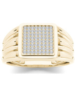 10K Yellow Gold 0.20Ct Diamond Men&#39;s Cluster Wedding Band Ring - $439.99