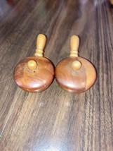 Vintage Salt and Pepper Shakers wooden pots pans cookware - £6.80 GBP