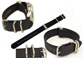 22mm watch band Fits LUMINOX Watches BLACK Nylon  4 Rings S/S Buckle Strap - £14.43 GBP