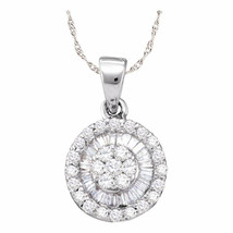 Authenticity Guarantee 
14K White Gold Round Diamond Flower Cluster Circle Fa... - £459.62 GBP