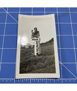 Vintage Photograph Man With Thumb Out Leaning On One Way Sign 1940s - $8.09