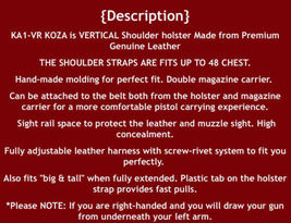 Fits H&K P30 9/40 3.85”BBL Leather Shoulder Holster Double Mag Case #1027# RH image 11